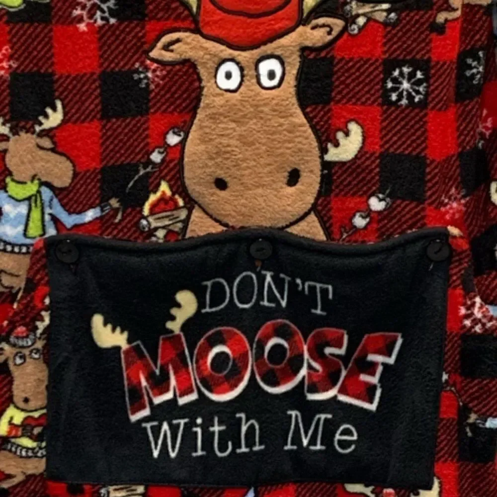 NWT Trap door flannel red/black checked moose sleeper sz S